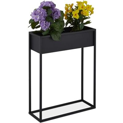 Relaxdays Metalen bloemenstandaard 70 x 55 x 20 cm (h x b x d), voor woonkamer en keuken, rechthoekige standaard, zwart Relaxdays Metalen bloemenstandaard 70 x 55 x 20 cm (h x b x d), voor woonkamer en keuken, rechthoekige standaard, zwart