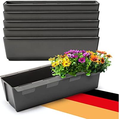 BigDean Set van 6 plantenbakken met ophanghaak voor europallets bloempot in antraciet afmetingen 37 x 13,5 x 9,5 cm ideaal om op te hangen en neer te zetten robuust en weerbestendig BigDean Set van 6 plantenbakken met ophanghaak voor europallets bloempot in antraciet afmetingen 37 x 13,5 x 9,5 cm ideaal om op te hangen en neer te zetten robuust en weerbestendig