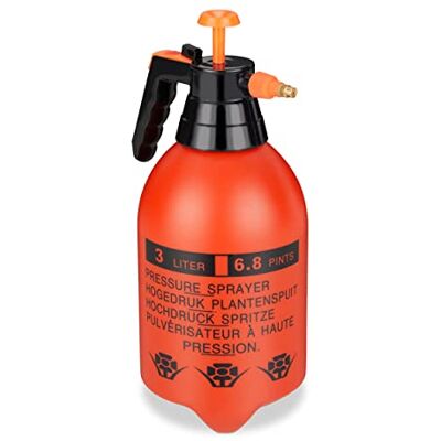 Relaxdays Drukspuit 3 liter, verstelbare messing sproeier, water en onkruidverdelger, tuinsproeier, oranje/zwart Relaxdays Drukspuit 3 liter, verstelbare messing sproeier, water en onkruidverdelger, tuinsproeier, oranje/zwart