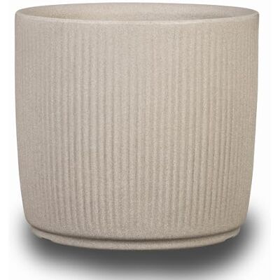 scheurich Linetto 47 Bloempot, rond, zandkleurig, van gerecycled kunststof, voor buiten scheurich Linetto 47 Bloempot, rond, zandkleurig, van gerecycled kunststof, voor buiten