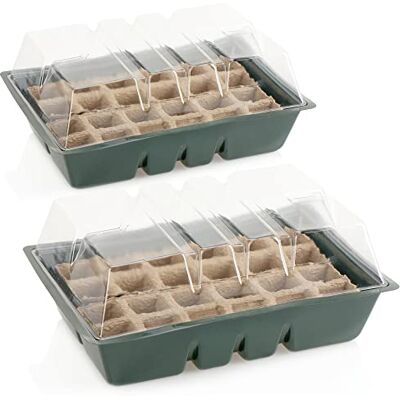 com-four ® 2 x broeikas voor de teelt van planten kweekset voor 48 planten plantenbak met zaaipotjes voor thuis of tuin (2 x broeikas voor binnen zwart/bruin) com-four ® 2 x broeikas voor de teelt van planten kweekset voor 48 planten plantenbak met zaaipotjes voor thuis of tuin (2 x broeikas voor binnen zwart/bruin)
