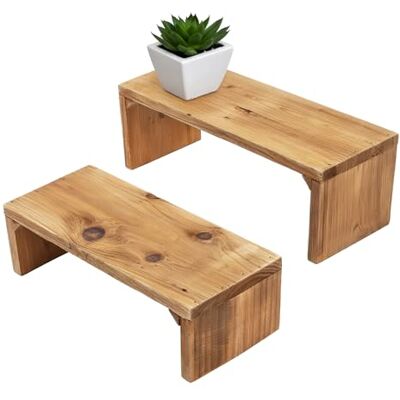 Spetebo Set van 2 natuurlijke gerecyclede houten bloembanken 35/30 cm Rechthoekige plantenstandaard Plantenstandaard Mini houten bank Rustieke decoratieve kruk Spetebo Set van 2 natuurlijke gerecyclede houten bloembanken 35/30 cm Rechthoekige plantenstandaard Plantenstandaard Mini houten bank Rustieke decoratieve kruk