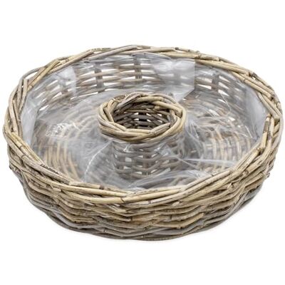 Spetebo Natuurlijke rotan bloembak met folie voor buiten, 40 cm, plantenring van hout, tuindecoratie, mand en kroon Spetebo Natuurlijke rotan bloembak met folie voor buiten, 40 cm, plantenring van hout, tuindecoratie, mand en kroon