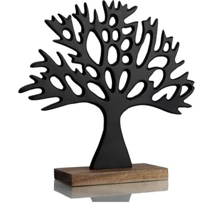 com-four ® Decoratieve boomstandaard, metalen boom op houten sokkel com-four ® Decoratieve boomstandaard, metalen boom op houten sokkel