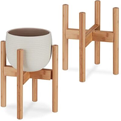 Relaxdays 2 stuks bamboe plantenstandaard voor bloempotten tot 32 cm diameter, verstelbaar en stapelbaar, naturel Relaxdays 2 stuks bamboe plantenstandaard voor bloempotten tot 32 cm diameter, verstelbaar en stapelbaar, naturel