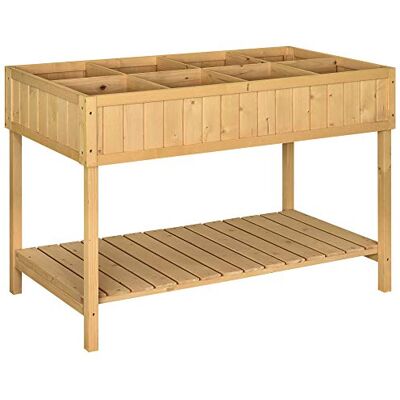 Outsunny Planter op vierkante poten Moestuin met plank dim. 110 x 46 x 76 cm (l x b x h), 8 vakken en irrigatie-inzetstukken dennenhout Outsunny Planter op vierkante poten Moestuin met plank dim. 110 x 46 x 76 cm (l x b x h), 8 vakken en irrigatie-inzetstukken dennenhout