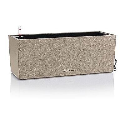 Lechuza Stone Balconera Bloempot voor binnen en buiten, geïntegreerde waterreserve, kleur: zandbeige, 50 × 19 × 19 cm Lechuza Stone Balconera Bloempot voor binnen en buiten, geïntegreerde waterreserve, kleur: zandbeige, 50 × 19 × 19 cm