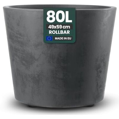 Kreher Millennium XXL bloempot met rolplatform en inhoud 80 liter, prachtige natuursteenlook, bruin of antraciet, afmetingen: 59 x 49 cm (diameter x hoogte), antraciet Kreher Millennium XXL bloempot met rolplatform en inhoud 80 liter, prachtige natuursteenlook, bruin of antraciet, afmetingen: 59 x 49 cm (diameter x hoogte), antraciet