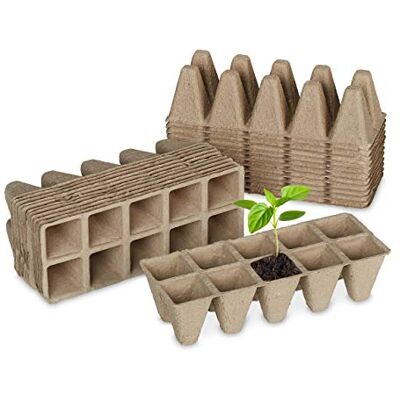 Relaxdays Biologisch afbreekbare zaaibakjes, 24 stuks; teelt voor 240 planten, papier, HLP: 5,5 x 22 x 8,5 cm, natuur Relaxdays Biologisch afbreekbare zaaibakjes, 24 stuks; teelt voor 240 planten, papier, HLP: 5,5 x 22 x 8,5 cm, natuur