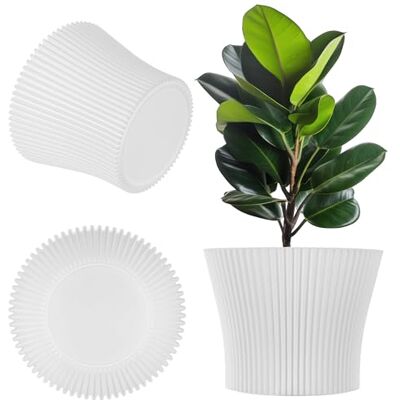 KADAX Modern design kunststof plantenbak, bloempot voor kamerplanten en kruiden, voor binnen en buiten (wit, 17 cm) KADAX Modern design kunststof plantenbak, bloempot voor kamerplanten en kruiden, voor binnen en buiten (wit, 17 cm)