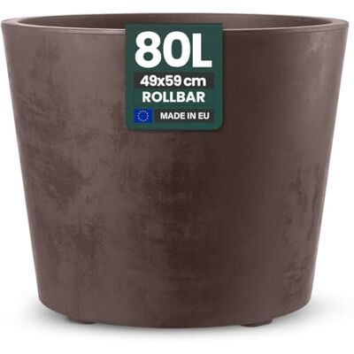 Kreher XXL Millennium bloempot met rolplatform en inhoud 80 liter, prachtige natuursteenlook, bruin of antraciet, afmetingen: 59 x 49 cm (diameter x hoogte) (bruin) Kreher XXL Millennium bloempot met rolplatform en inhoud 80 liter, prachtige natuursteenlook, bruin of antraciet, afmetingen: 59 x 49 cm (diameter x hoogte) (bruin)