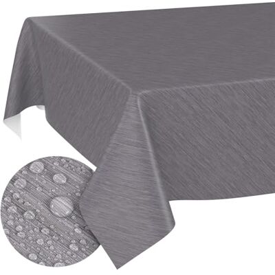 ANRO Tafelzeil Linnenlook onderhoudsvriendelijk en waterdicht 140 x 140 cm vierkant grijs afgesneden rand ANRO Tafelzeil Linnenlook onderhoudsvriendelijk en waterdicht 140 x 140 cm vierkant grijs afgesneden rand