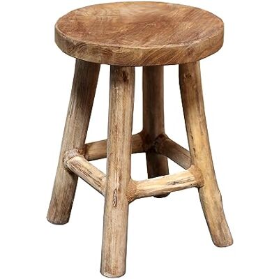 Spetebo Ronde teakkruk met 4 poten, echt hout, decoratie voor planten en bloemen, 26 x 20 cm, natuur/groot Spetebo Ronde teakkruk met 4 poten, echt hout, decoratie voor planten en bloemen, 26 x 20 cm, natuur/groot