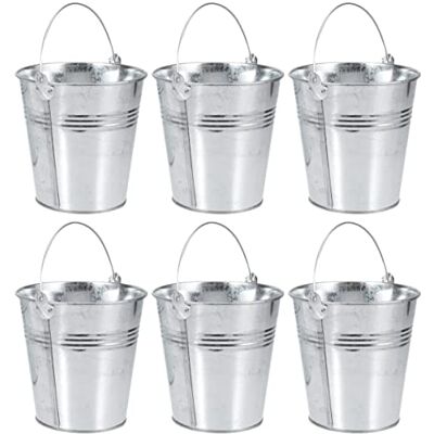 Angoily Set van 6 mini emmers, zilver, zink, voor gasten, bruiloft, metaal, met draaggreep, tafeldecoratie, snoep, tuinplanten, voor thuis, feestdecoratie Angoily Set van 6 mini emmers, zilver, zink, voor gasten, bruiloft, metaal, met draaggreep, tafeldecoratie, snoep, tuinplanten, voor thuis, feestdecoratie