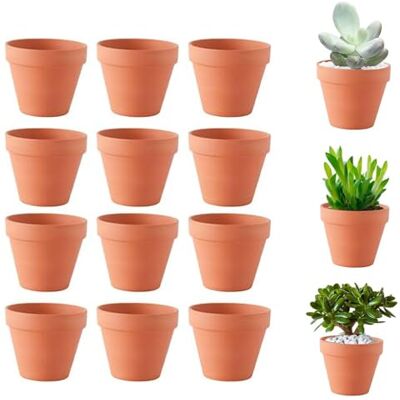 Molyorch Set van 12 terracotta potten, kleine terracotta potten voor planten, zaden, cactussen, kantoor, cadeau voor bruiloft, Kerstmis Molyorch Set van 12 terracotta potten, kleine terracotta potten voor planten, zaden, cactussen, kantoor, cadeau voor bruiloft, Kerstmis