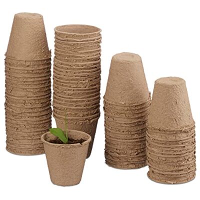 Relaxdays kweekpotjes, set van 80 stuks, Ø 8 cm, voor planten, cellulose, rond, biologisch afbreekbare stekpotjes, beige Relaxdays kweekpotjes, set van 80 stuks, Ø 8 cm, voor planten, cellulose, rond, biologisch afbreekbare stekpotjes, beige