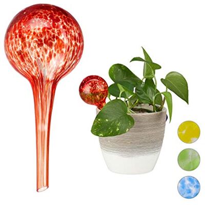 Relaxdays 2 stuks gedoseerde irrigatieballen voor planten en bloemen, irrigatiehulp voor kantoor, vakantie, diameter: 6 cm, rood glas Relaxdays 2 stuks gedoseerde irrigatieballen voor planten en bloemen, irrigatiehulp voor kantoor, vakantie, diameter: 6 cm, rood glas