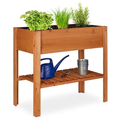 Relaxdays Vierkante moestuin van hout, groente, kruiden, tuin, balkon, vrijstaande bloembak, h x b x d: 80 x 88 x 43,5 cm, lichtbruin Relaxdays Vierkante moestuin van hout, groente, kruiden, tuin, balkon, vrijstaande bloembak, h x b x d: 80 x 88 x 43,5 cm, lichtbruin