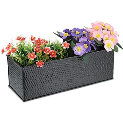 Relaxdays Bloembak voor binnen, bloempot, kruidenbak, rechthoekig, metaal, afmetingen 14 x 40 x 15 cm (h x b x d), zwart Relaxdays Bloembak voor binnen, bloempot, kruidenbak, rechthoekig, metaal, afmetingen 14 x 40 x 15 cm (h x b x d), zwart