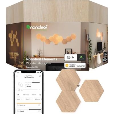 Nanoleaf Elements Hexagons Uitbreidingspakket met houteffect 3 extra lichtpanelen Nanoleaf Elements Hexagons Uitbreidingspakket met houteffect 3 extra lichtpanelen