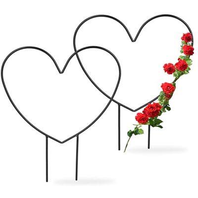 Relaxdays Set van 2 metalen plantenstokken voor potplanten en kamerplanten, 32 x 25 x 0,5 cm (h x b x d), zwart Relaxdays Set van 2 metalen plantenstokken voor potplanten en kamerplanten, 32 x 25 x 0,5 cm (h x b x d), zwart