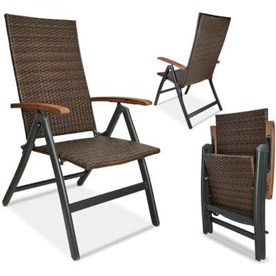 BRUBAKER Modena Tuinstoel Poly Rattan – stoel met hoge rugleuning in 7 standen verstelbaar – gevoerd – waterdicht – metaal – grijs/bruin BRUBAKER Modena Tuinstoel Poly Rattan – stoel met hoge rugleuning in 7 standen verstelbaar – gevoerd – waterdicht – metaal – grijs/bruin