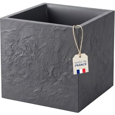 BigDean Dubbelwandige bloempot, 50 x 50 x 50 cm, zeer stabiel Extreem robuuste steenlook voor binnen en buiten, weer- en vorstbestendig BigDean Dubbelwandige bloempot, 50 x 50 x 50 cm, zeer stabiel Extreem robuuste steenlook voor binnen en buiten, weer- en vorstbestendig