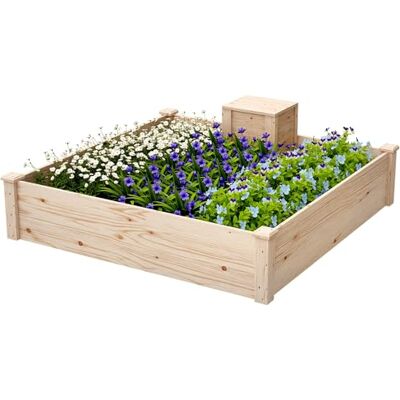 Outsunny Houten Plantenbak, vierkante moestuin voor buiten, hout met compostbak, ontwerp met open bodem, bloembak voor groenten, bloemen in tuin, terras, terras, 123 x 123 x 25,5 cm, natuurlijk hout Outsunny Houten Plantenbak, vierkante moestuin voor buiten, hout met compostbak, ontwerp met open bodem, bloembak voor groenten, bloemen in tuin, terras, terras, 123 x 123 x 25,5 cm, natuurlijk hout