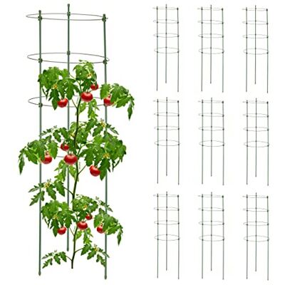 Relaxdays Set van 10 plantenstokken, hoogte 90 cm, plantenstandaard met 4 ringen, klimgeleiding, metaal en kunststof, groen, staal Relaxdays Set van 10 plantenstokken, hoogte 90 cm, plantenstandaard met 4 ringen, klimgeleiding, metaal en kunststof, groen, staal