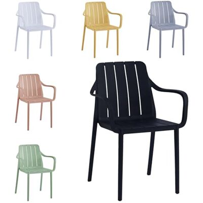 VORTIVO Stapelbare tuinstoel, hoogwaardige tuinstoel, zwart, weerbestendig, uv-bestendig, belastbaar tot 200 kg, voor balkon, terras en eetkamer VORTIVO Stapelbare tuinstoel, hoogwaardige tuinstoel, zwart, weerbestendig, uv-bestendig, belastbaar tot 200 kg, voor balkon, terras en eetkamer