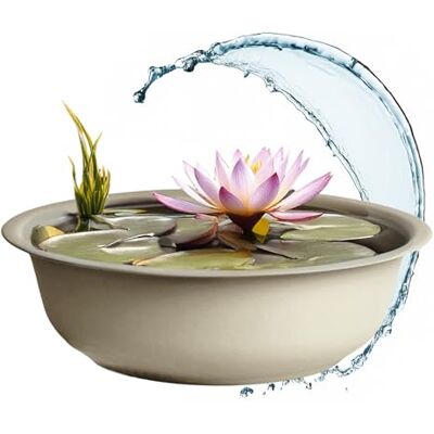 Spetebo Mini tuinvijver, rond, beige, 52 cm, tuindecoratie, metalen bloembak, grote decoratieve vijver voor balkon, watervijver, plantenbak, waterreservoir Spetebo Mini tuinvijver, rond, beige, 52 cm, tuindecoratie, metalen bloembak, grote decoratieve vijver voor balkon, watervijver, plantenbak, waterreservoir