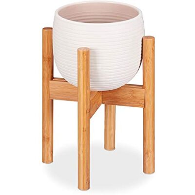 Relaxdays bamboe bloemenstandaard, individuele instelling, voor potten tot 32 cm, displaystandaard, H: 35,5 cm, natuurlijk, 1 element Relaxdays bamboe bloemenstandaard, individuele instelling, voor potten tot 32 cm, displaystandaard, H: 35,5 cm, natuurlijk, 1 element