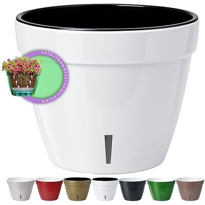 Santino ASTI Bloempot, 30 cm, zelfbewaterende bloempot met waterpeilindicator, premium ronde bloempot voor planten, bloemen en kruiden (diameter 30 cm, hoogte 23 cm, 12 liter, wit/zwart) Santino ASTI Bloempot, 30 cm, zelfbewaterende bloempot met waterpeilindicator, premium ronde bloempot voor planten, bloemen en kruiden (diameter 30 cm, hoogte 23 cm, 12 liter, wit/zwart)