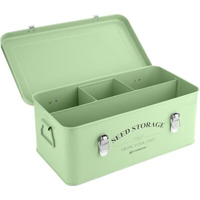 STOWBERRY Opbergdoos voor zaden, groene zaaddoos met deksel, zijhandgrepen, 4 vakken en veiligheidssluiting, zaaibox voor tuiniers, cadeau-idee voor tuiniers STOWBERRY Opbergdoos voor zaden, groene zaaddoos met deksel, zijhandgrepen, 4 vakken en veiligheidssluiting, zaaibox voor tuiniers, cadeau-idee voor tuiniers