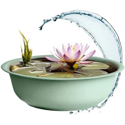 Spetebo Mini-tuinvijver, rond, mat, groen, 52 cm, tuindecoratie van metaal, grote bloembak, mini-decoratieve vijver voor balkon, vijver, plantenbak, bloembak Spetebo Mini-tuinvijver, rond, mat, groen, 52 cm, tuindecoratie van metaal, grote bloembak, mini-decoratieve vijver voor balkon, vijver, plantenbak, bloembak