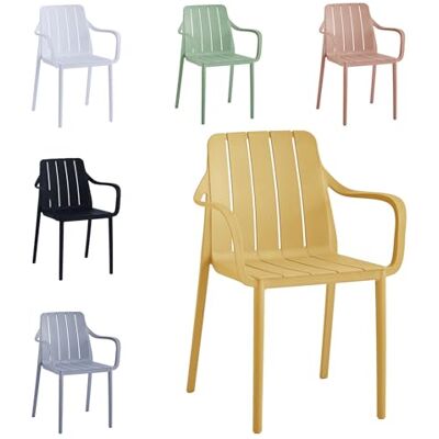 VORTIVO Stapelbare tuinstoel, hoogwaardige tuinstoel, geel, weerbestendig, uv-bestendig, belastbaar tot 200 kg, voor balkon, terras en eetkamer VORTIVO Stapelbare tuinstoel, hoogwaardige tuinstoel, geel, weerbestendig, uv-bestendig, belastbaar tot 200 kg, voor balkon, terras en eetkamer