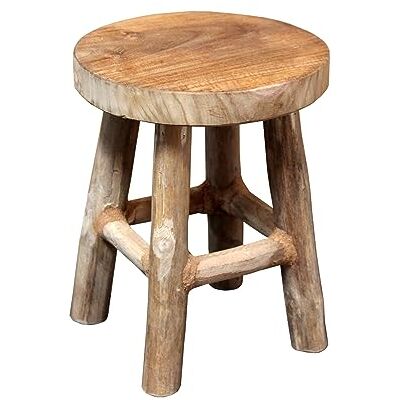 Spetebo Ronde teakkruk met 4 poten, echt hout, decoratie voor planten en bloemen, 22 x 17 cm, naturel/medium Spetebo Ronde teakkruk met 4 poten, echt hout, decoratie voor planten en bloemen, 22 x 17 cm, naturel/medium