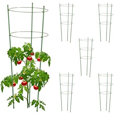 Relaxdays Set van 6 metalen kunststof stokken hoogte 76 cm 3 verstelbare ringen Voor klimplanten Groen Relaxdays Set van 6 metalen kunststof stokken hoogte 76 cm 3 verstelbare ringen Voor klimplanten Groen