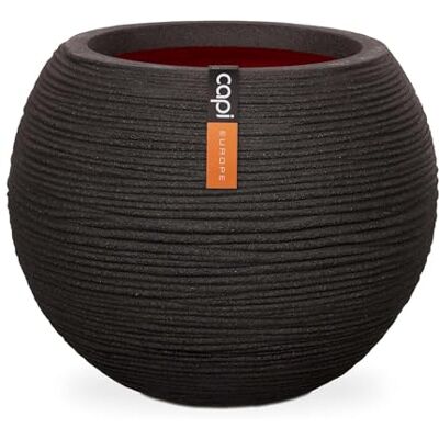 Capi Europe Rib NL kogelvaas, 40 x 32 cm, zwart, bloempot voor binnen en buiten, plantenpot, plantenbak, kunststof, KBLR270 Capi Europe Rib NL kogelvaas, 40 x 32 cm, zwart, bloempot voor binnen en buiten, plantenpot, plantenbak, kunststof, KBLR270