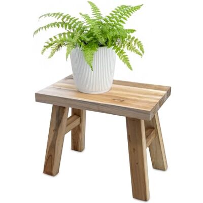 Spetebo Rechthoekige bloemenbank van natuurlijk teakhout 31 x 19 cm massief hout rustieke decoratieve kruk houten plantenstandaard miniatuur bloemenbank houten kruk Spetebo Rechthoekige bloemenbank van natuurlijk teakhout 31 x 19 cm massief hout rustieke decoratieve kruk houten plantenstandaard miniatuur bloemenbank houten kruk