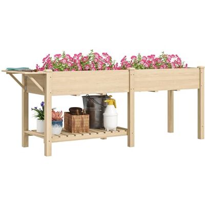 Outsunny Bloembak op poten, 2 bakken, 207 x 59 x 78 cm, natuurlijk hout Outsunny Bloembak op poten, 2 bakken, 207 x 59 x 78 cm, natuurlijk hout