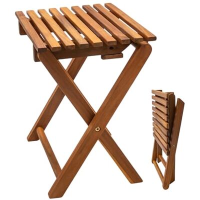 Spetebo Klapkruk van acacia 37 cm teaklook houten tuinkruk bijzettafel plantenkruk Spetebo Klapkruk van acacia 37 cm teaklook houten tuinkruk bijzettafel plantenkruk