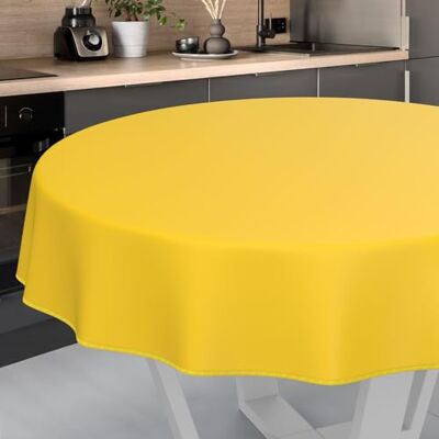 ANRO Afwasbaar tafelzeil, tuintafelkleed, voor binnen en buiten, rond, 100 cm, met zoom, geel ANRO Afwasbaar tafelzeil, tuintafelkleed, voor binnen en buiten, rond, 100 cm, met zoom, geel