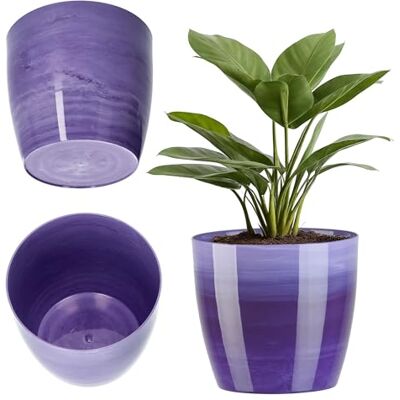 KADAX Ronde bloempot van glanzend kunststof voor balkon, vloer en terras (paars, ø 12 cm) KADAX Ronde bloempot van glanzend kunststof voor balkon, vloer en terras (paars, ø 12 cm)