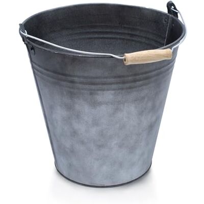 Spetebo Decoratieve zinkemmer met houten handvat antraciet 10 liter metalen emmer Metalen emmer om te planten of te transporteren, as-emmer, ijsemmer, champagnebak, bloempot Spetebo Decoratieve zinkemmer met houten handvat antraciet 10 liter metalen emmer Metalen emmer om te planten of te transporteren, as-emmer, ijsemmer, champagnebak, bloempot