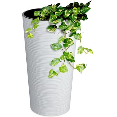 KADAX Bloempot met houtsnippers, elegante pot met uitneembaar inzetstuk, bescherming voor kantoor, tuinpot, diameter 30 cm, wit KADAX Bloempot met houtsnippers, elegante pot met uitneembaar inzetstuk, bescherming voor kantoor, tuinpot, diameter 30 cm, wit