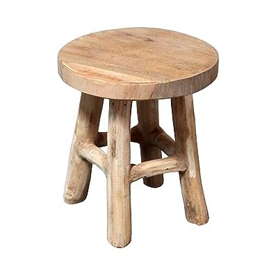Spetebo Ronde teakkruk met 4 poten, echt hout, decoratie voor planten en bloemen, 17 x 15 cm, naturel/klein Spetebo Ronde teakkruk met 4 poten, echt hout, decoratie voor planten en bloemen, 17 x 15 cm, naturel/klein