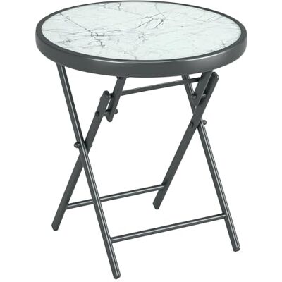 Outsunny Table Basse Pliante Table Bistrot Extérieur Ronde 45 cm Blanc Outsunny Table Basse Pliante Table Bistrot Extérieur Ronde 45 cm Blanc