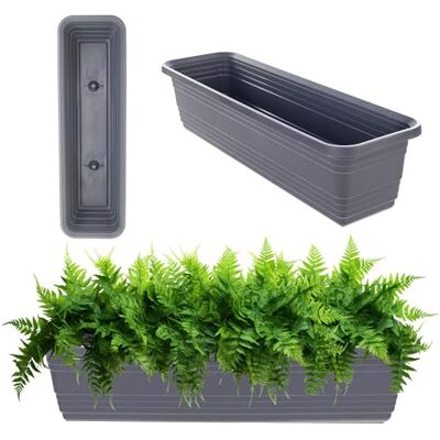 KADAX Plantenbak 60 cm antraciet balkonpot van weerbestendig kunststof bloempot voor bloemen, kruiden en planten KADAX Plantenbak 60 cm antraciet balkonpot van weerbestendig kunststof bloempot voor bloemen, kruiden en planten