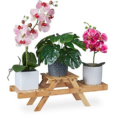 Relaxdays Bloementrap met 3 planken voor vensterbank van bamboe, 17 x 51,5 x 15 cm, 100% natuurlijk Relaxdays Bloementrap met 3 planken voor vensterbank van bamboe, 17 x 51,5 x 15 cm, 100% natuurlijk